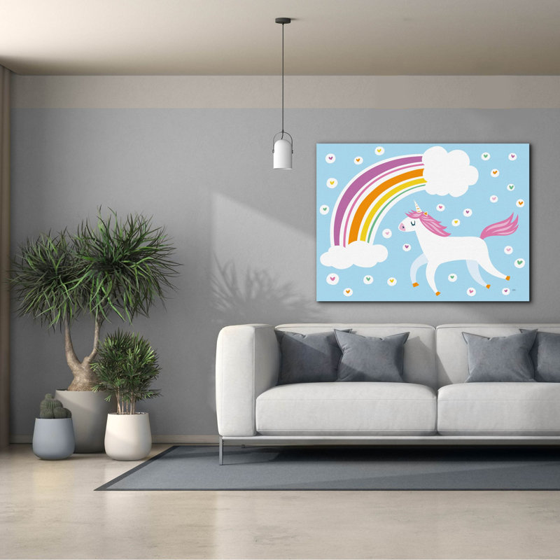 «Happy Unicorn» par Melissa Averinos, art mural sur toile, H 40 po x l 54 po x P 1,5 po