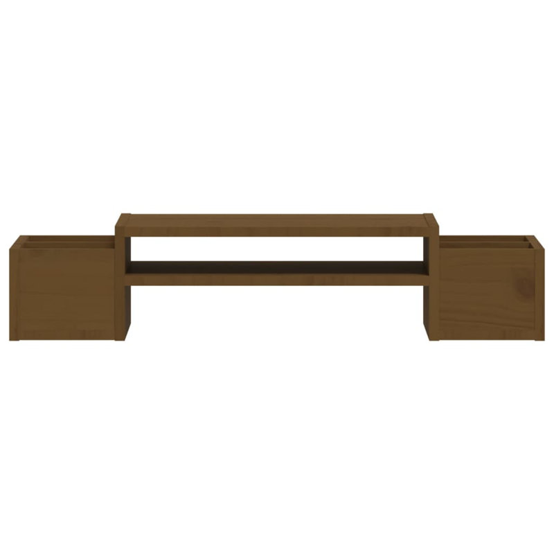 Kahan Wood Monitor Stand, 27.5 cm H x 70cm W x 15 cm D, Honey Brown