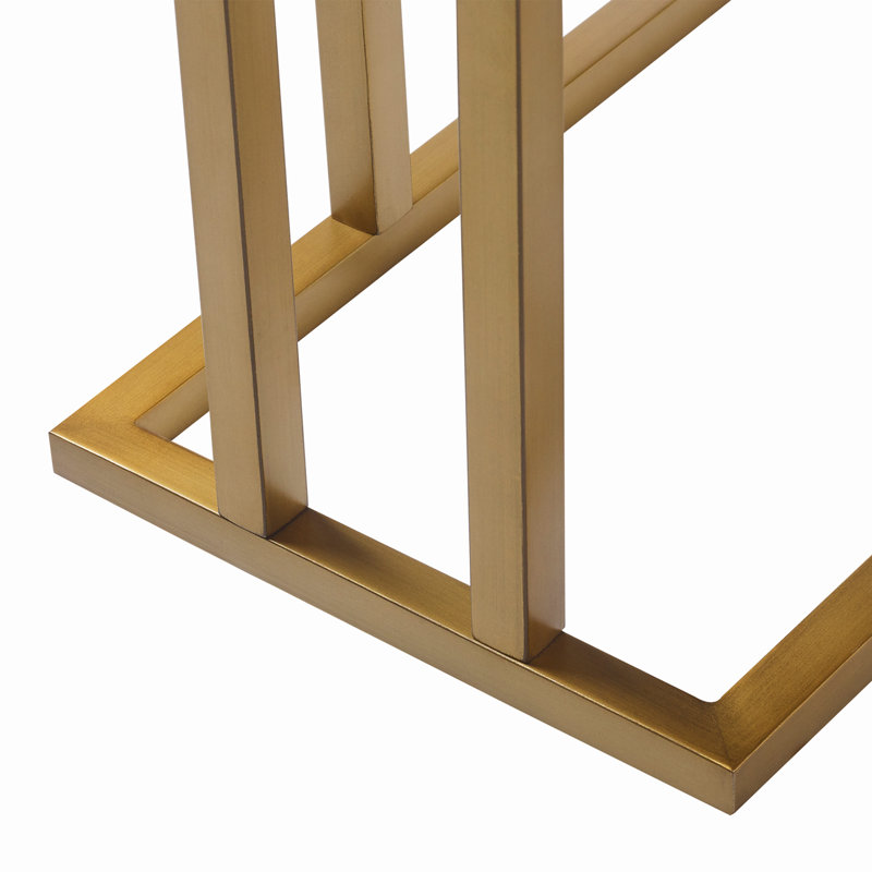 Modern Faux Marble and Brass C-Shaped Side Table