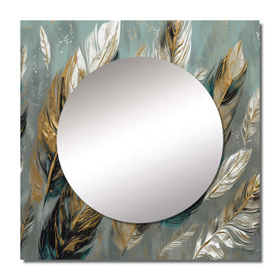 Ghiorghi - Glam Feather Square Mirror For Wall Art Decor
