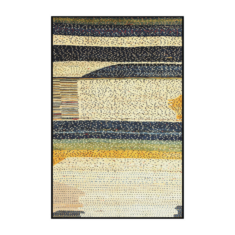 Tapis abstrait vert / beige Warre, Rectangle 4 pi x 6 pi
