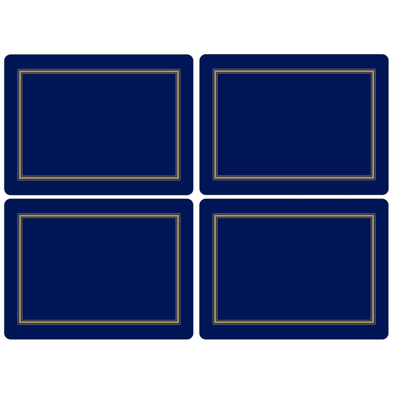 Classic Midnight Blue Hardboard Placemats Set of 4