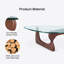 Triangle Glass Coffee Table with Wooden Base Clear Glass Top Mid-Century Abstract Glass Table-739920199