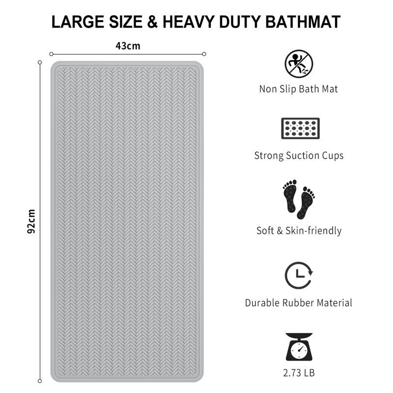 Graeme Plastic / Acrylic Non-Slip Shower Mat, Light Grey