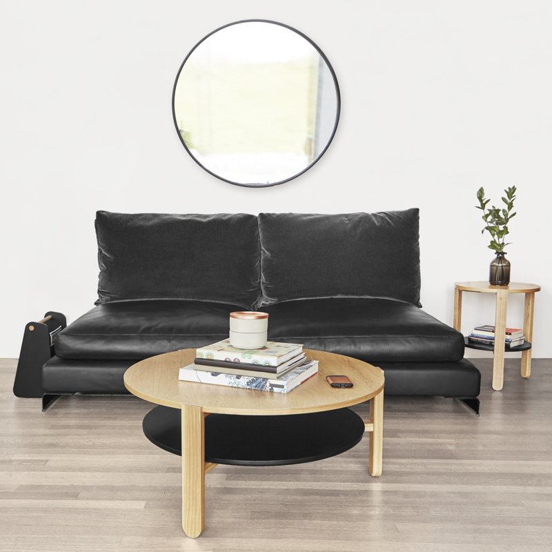 Hub Rubber Round Mirror, Black, 37'' x 37''