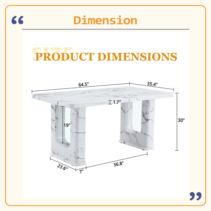 Table de salle à manger solide et moderne de 64,535,4 pouces de style solide avec motif en verre transparent, texture délicate et durabilité minimaliste