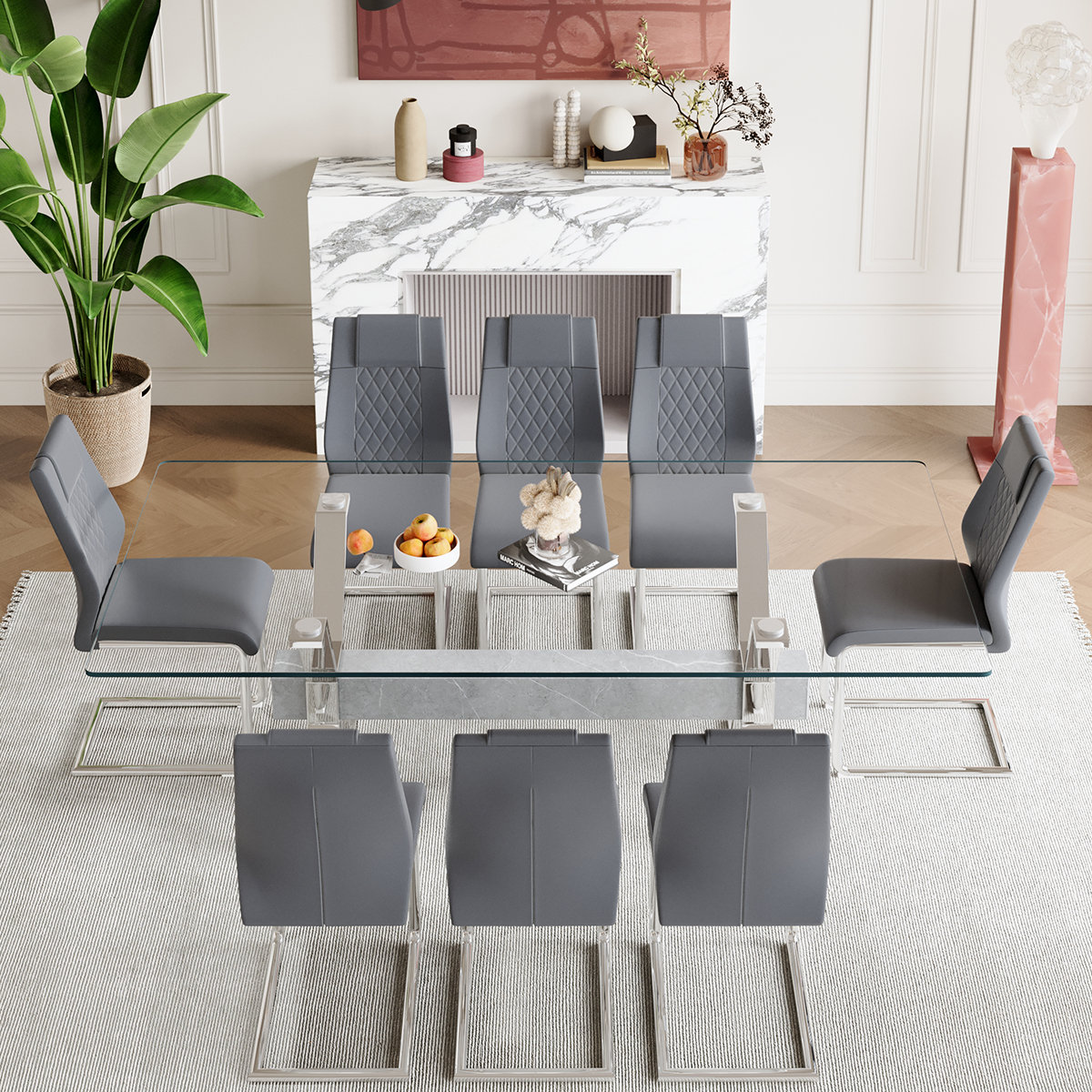 Ivy Bronx 9-Piece Glass Top Dining Table Sets - Wayfair Canada
