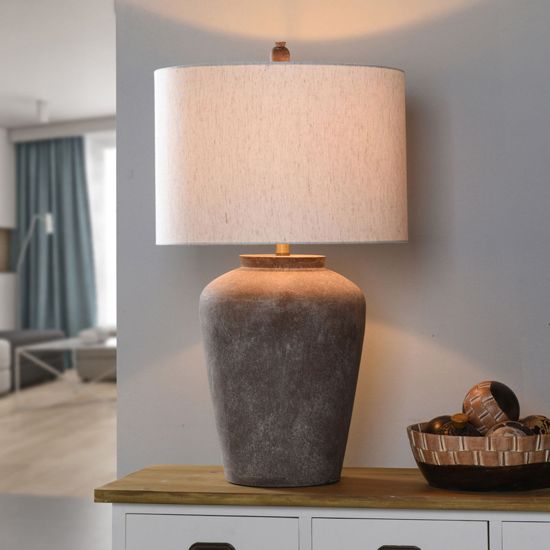 Daveney Concrete Table Lamp, Aged Brown, Beige