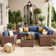 Ensemble de conversation modulaire en rotin pour 7 personnes avec coussins
