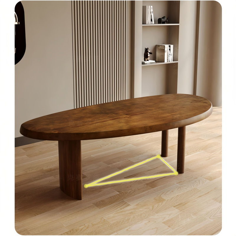 Table de salle à manger moderne en bois massif de forme libre, H 29,50 po x L 63 po x l 31,50 po