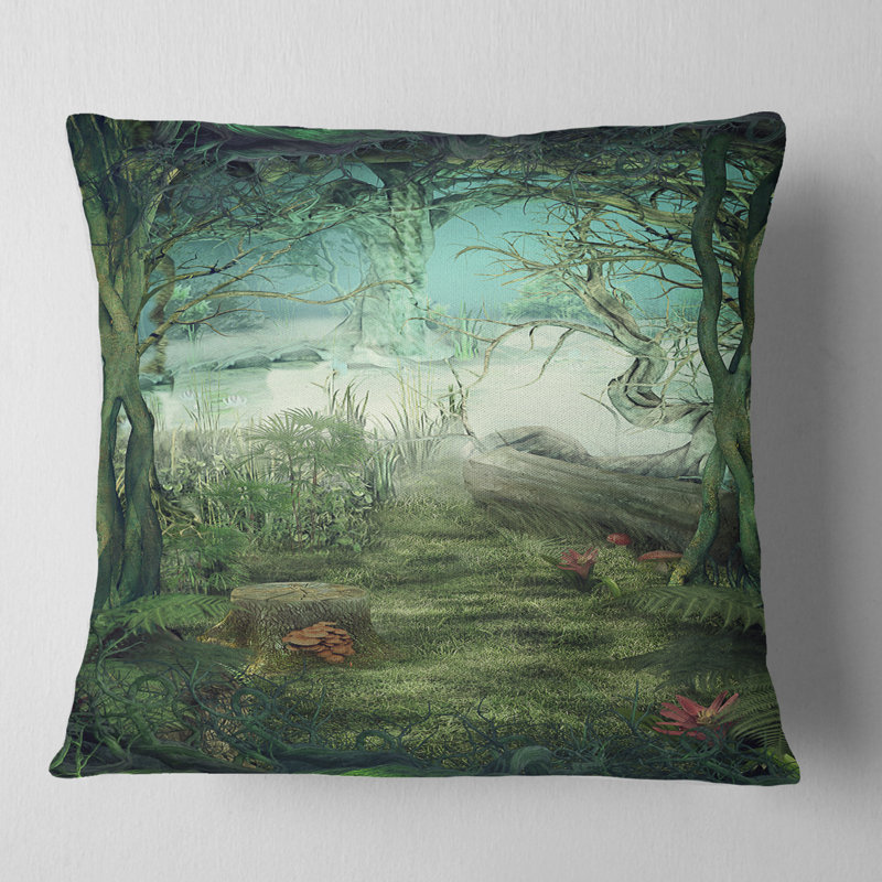 Green Forest Glade - coussin à imprimé paysage, 16 po x 1 po, Coussin décoratif
