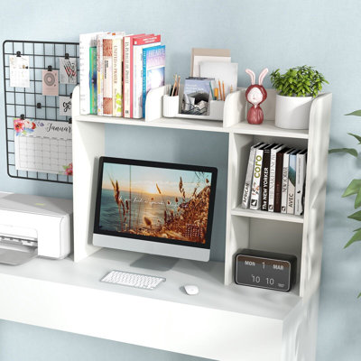 3-Tier Desk Bookshelf Wooden Home Display Shelf Multipurpose Storage Organizer