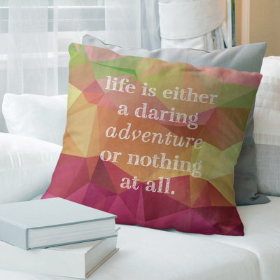 Faux Gemstone Life Adventure Quote Pillow Cover