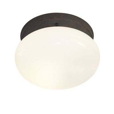 Plafonnier encastré 1 lumière, finition pierre du désert avec abat-jour en verre blanc, petit luminaire rond pour couloir, placard, salle de lavage, l 7,5 po x H 4,75 po