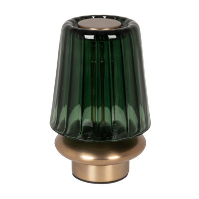 Lampe de table ronde en métal et verre à DEL avec capteur tactile