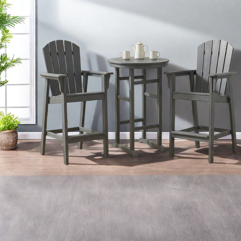 Ensemble de bar durable en PEHD gris, design bistro moderne pour recevoir sur le balcon