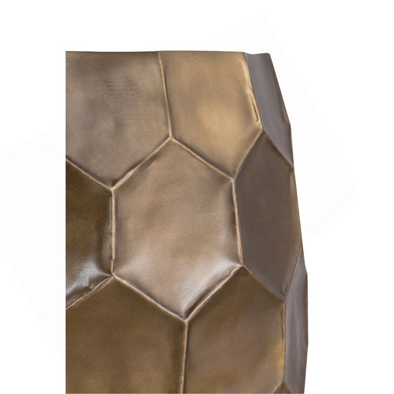 Ensemble de 2 tables basses modernes et contemporaines rondes en aluminium de 32 po avec tables de bout de 21 po et base brillante à motif de losanges