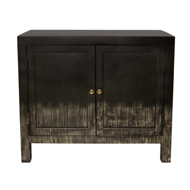 Tobin 2-door Sideboard In Modern Distressed Black Finish On Solid Wood