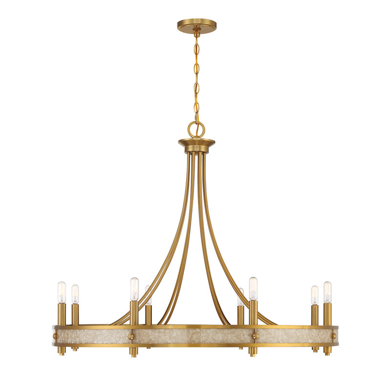  Camden 8-Light Chandelier in Warm Brass, 29" H x 36" W x 36" D, 8 Lights
