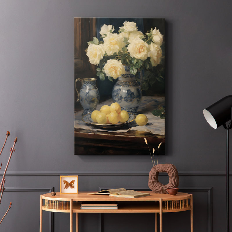Motif floral rétro CCVII - Cavas enveloppés de galerie, H 60 po x l 40 po