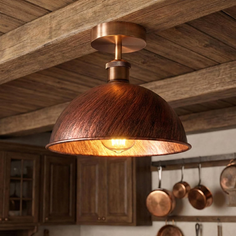 Semi Flush Mount, Rustic Red