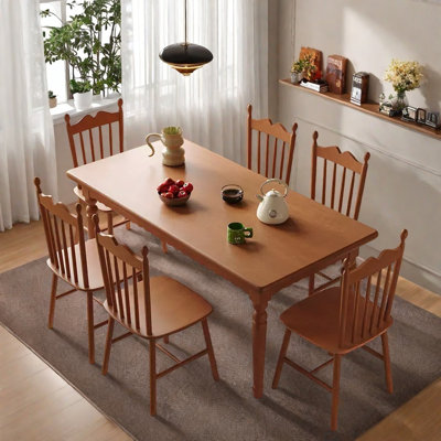 Ash wood simple rectangular dining table set