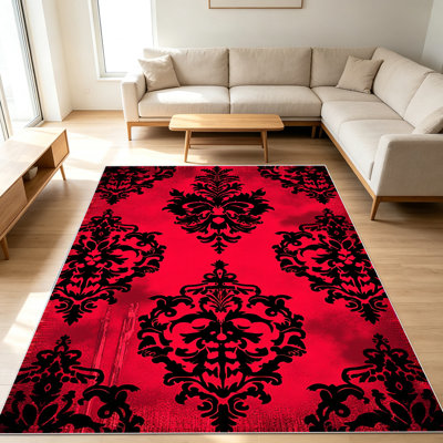 1PC Damask - Patterned Area Rugs for Living Room, Soft and Comfortable, Suitable for all seasons, easy - to - maintain, machine washable Indoor floor mat, suitable for Bedroom, Dining Room, Hallway, Balcony, Patio, Home Decor, Outdoor Decor