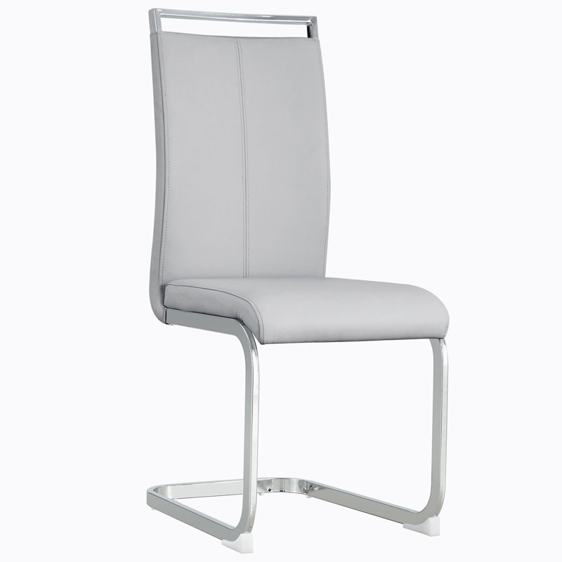 Devlyn Modern Dining Chairs Office Chairs,PU Faux Leather High Back Upholstered Side Chair with C-shaped Tube Chrome Metal Legs