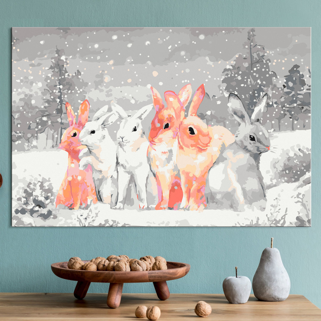 Leinwandbild Winter Bunnies - Malen nach Zahlen