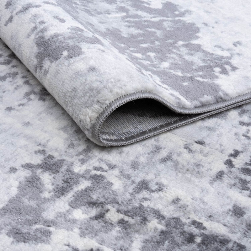 Elaris Collection Rectangle Abstract Area Rug, Grey, 120X170 cm
