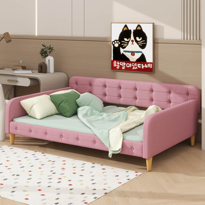 Leg-Supported, Fabric-Covered Daybed, Full, Rubine