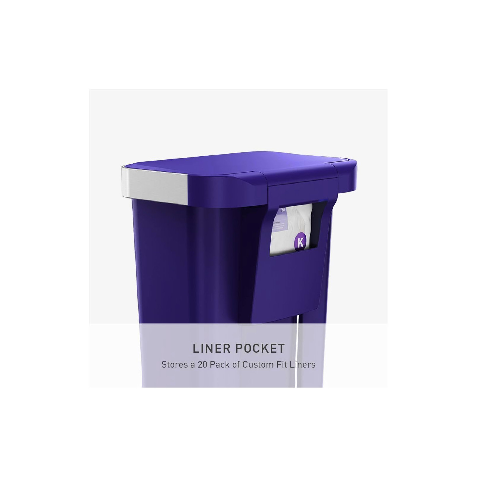 Simplehuman 45 Liter / 12 Gallon Rectangular Kitchen Step Trash Can with Soft-Close Lid, Plastic, Indigo