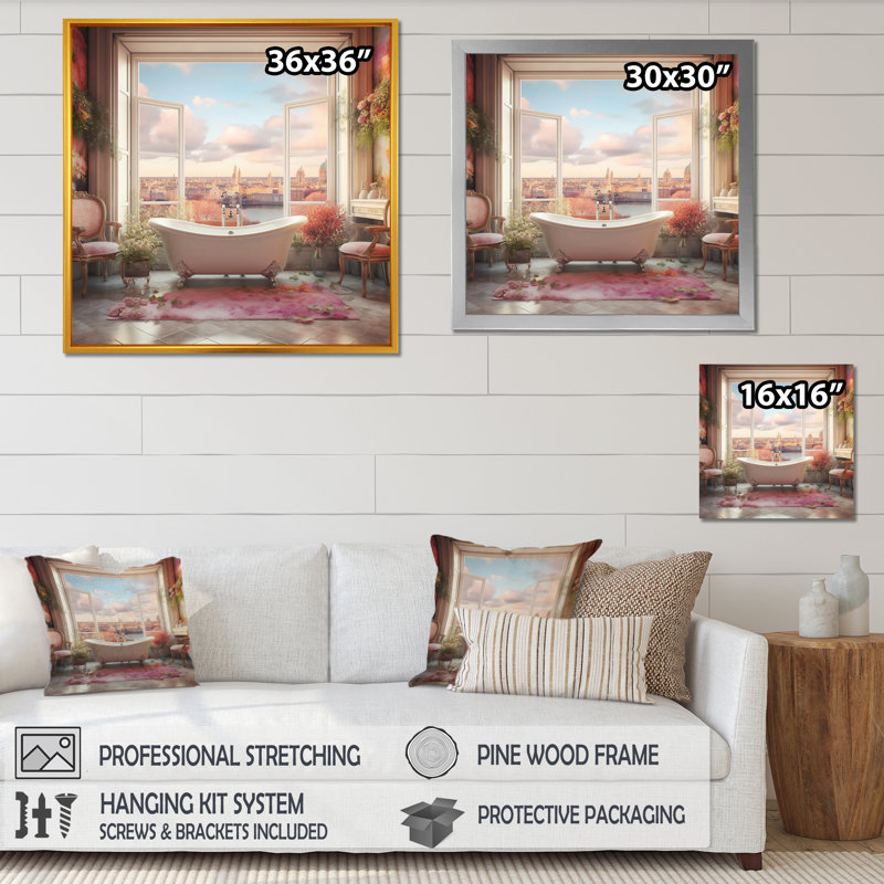 Impression sur toile tendue «Soakhant in the tub with a View of London II», H 36 po x l 36 po x P 1,5 po