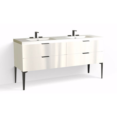 Avila 72" W Freestanding Double Bathroom Vanity with Dean Leg