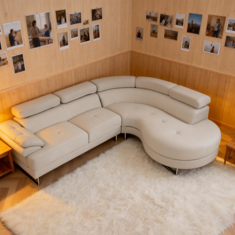 Ensemble de salon moderne en forme de L 2 pièces, Blanc