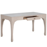 Vesey Mahogany Wood Desk - 1 Drawers, Whitewashed Raffia