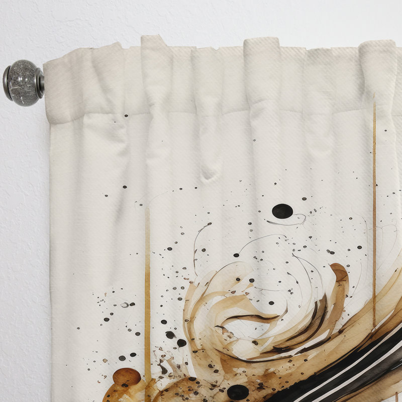 Mouvement brun et noir I - rideau en velours abstrait - 1 panneau, L 52 po x L 108 po