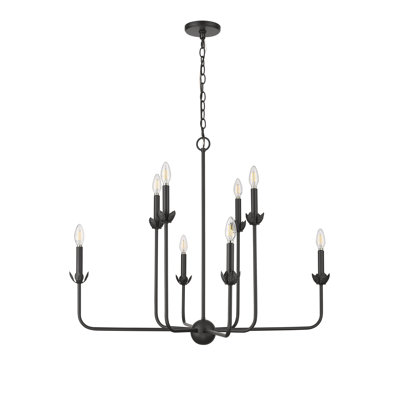 8 Light 33.625 In. Matte Black Chandelier
