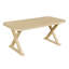 Table de salle à manger rectangulaire d'intérieur en placage de chêne naturel avec pieds en bois d'hévéa en forme de X, 175 cm (68,75 po).