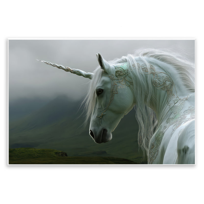 Dreamy Celtic Unicorn, plaque murale, design par The Wands Want, H 13 po x l 19 po