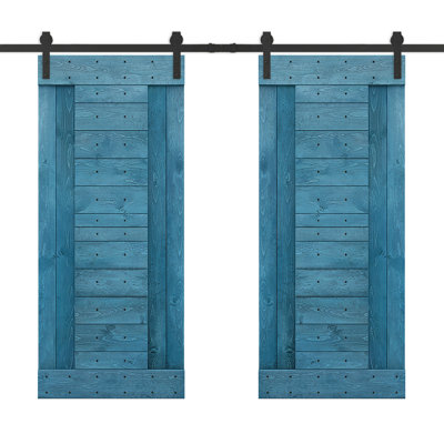 Porte de grange à panneaux et en bois avec quincaillerie d'installation