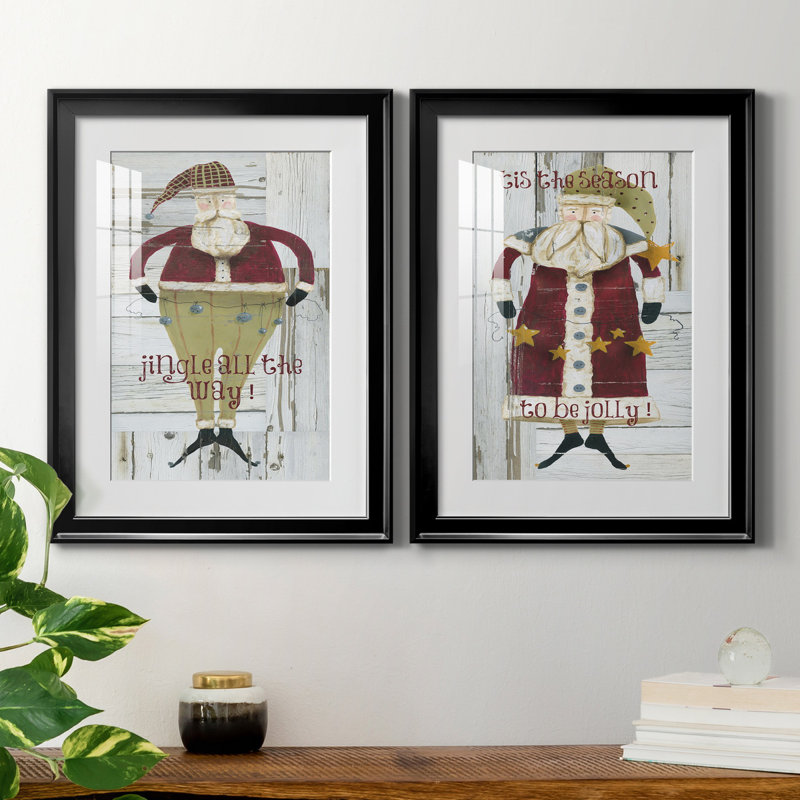 Jingle Santa - ensemble de 2 reproductions, H 22,5 po x l 61 po x P 1,5 po, H 31,5 po x l 47 po x P 1,5 po, Blanc