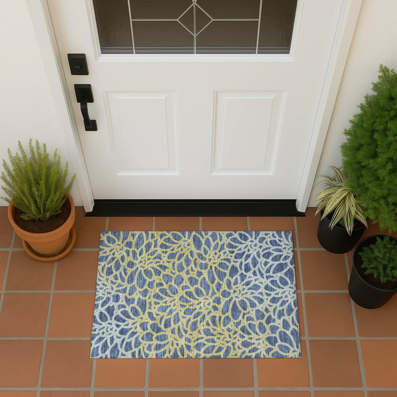 Machine Washable Indoor/Outdoor Chantille ACN2412 Botanical Rug, Rectangle 1'8" x 2'6"