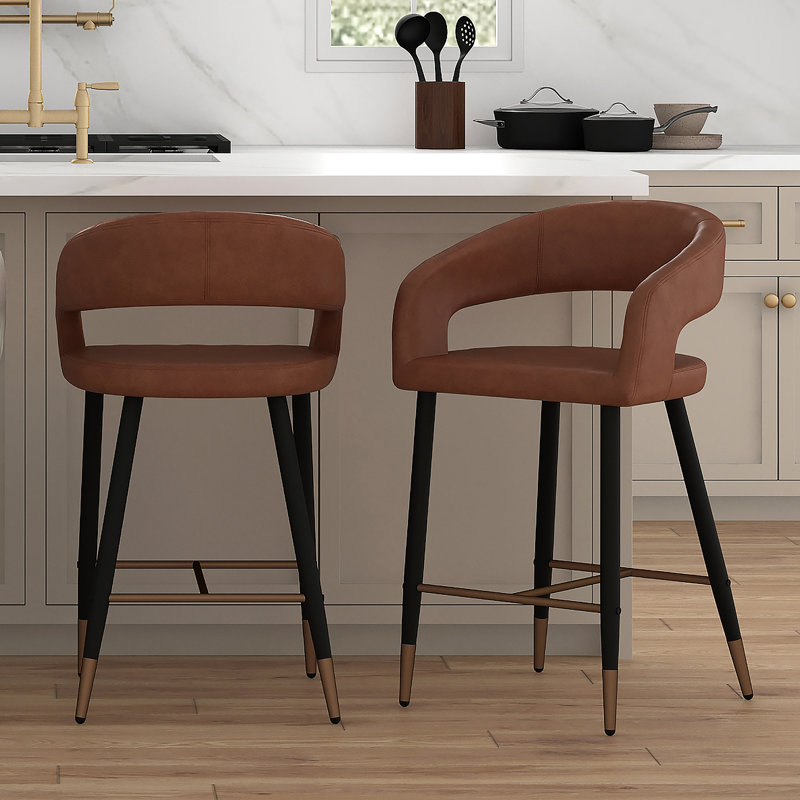 Benesha Upholstered Counter Stool, Brown