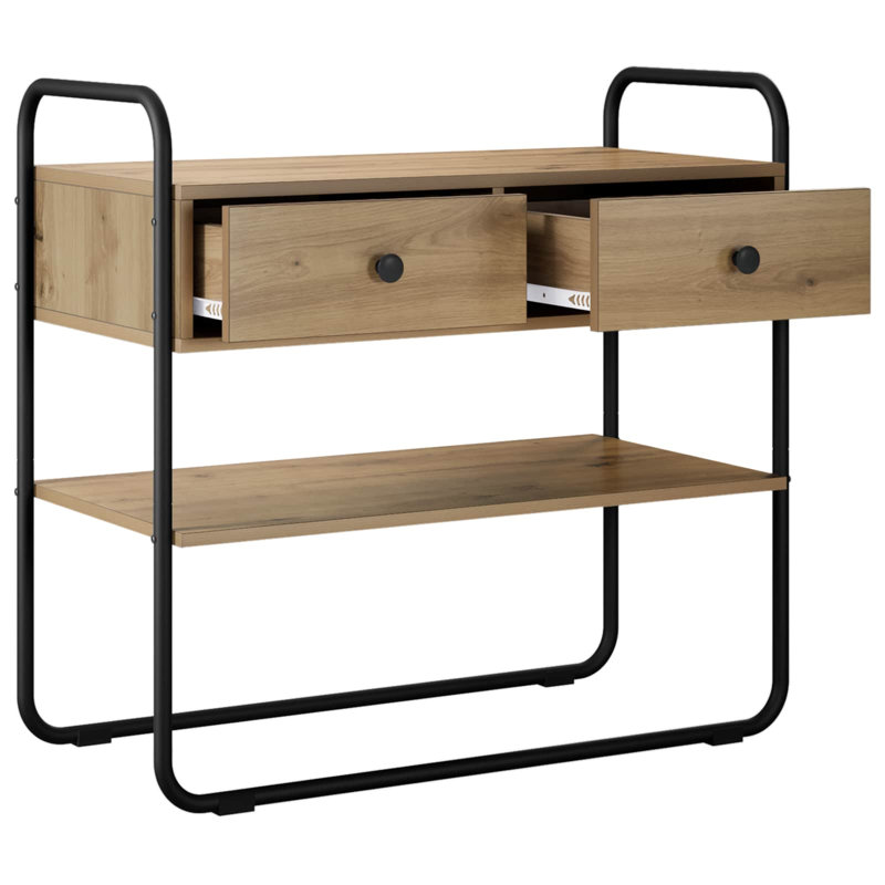 Console Table, 75cm H x 80cm W x 40cm D, Artisan Oak / Black, Artisan Oak