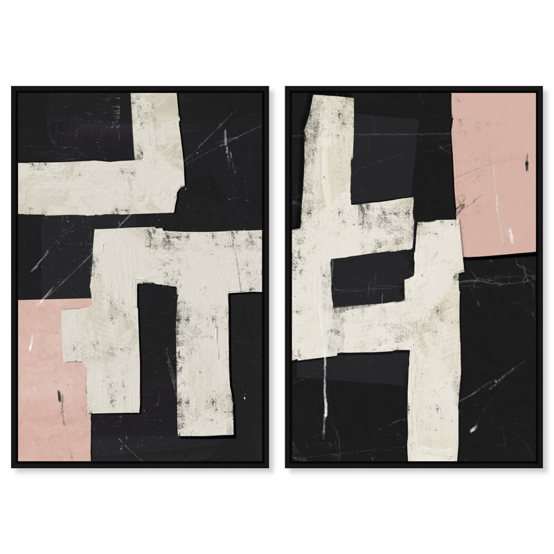 Placed Together Set Set by Oliver Gal, 31"H x 46"W, Black Floater Frame