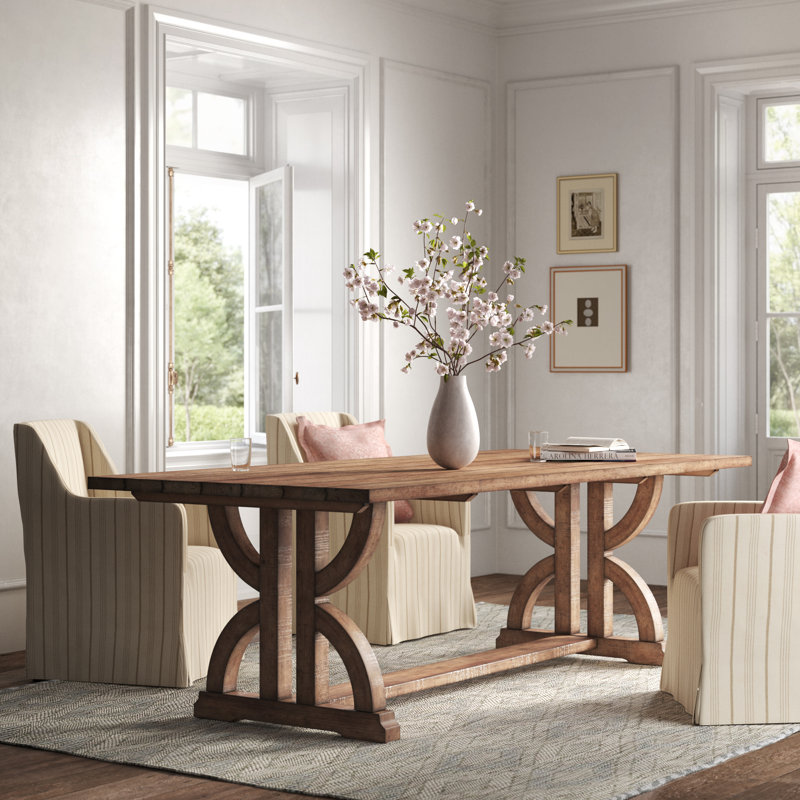 Aldrina Solid Wood Base Dining Table, Oak