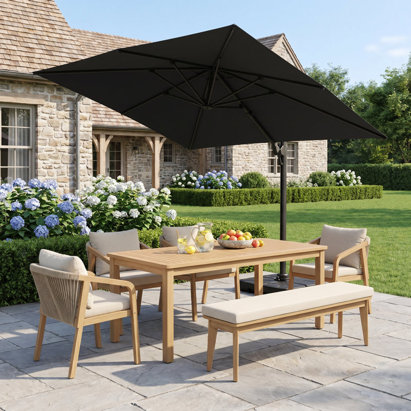 Parasol en porte-à-faux rectangulaire avec rotation à 360 ° 118,1 po x 118,1 po Swanja, Gris
