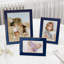 Cadre photo 4 x 6 avec bordure en métal doré, cadre photo bleu marine émaillé avec verre véritable, cadre de table et de mur pour décoration de bureau familial