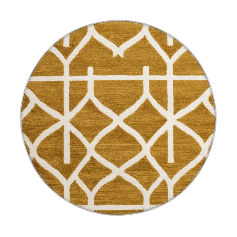 Tapis brun intérieur et extérieur Trellis, Rond 5 pi